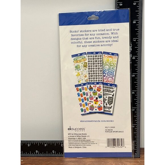 Sticko Themed POPULAR Sports Ball Stickers 16 Pieces 52-38-258 FOOTBALL SOCCER - Picture 3 of 4